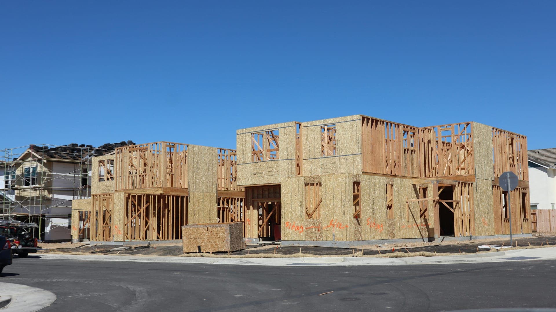 Multi-unit wood-framed addition in progress